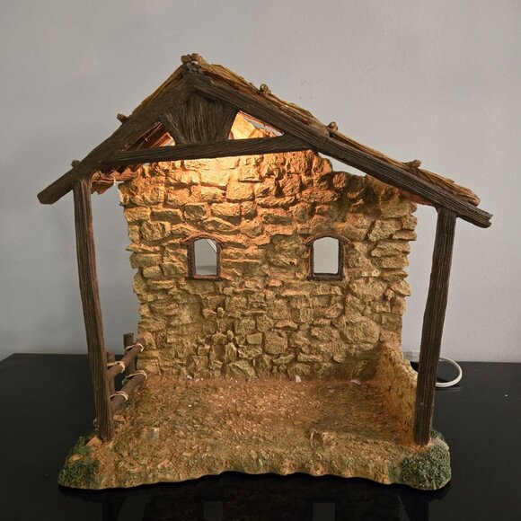 Traditions Lighted Nativity Crèche | 14.5” Christmas Stable | Rustic Holiday - Picture 2 of 10